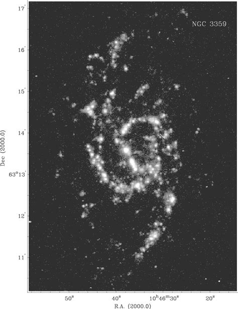 Grey scale representation of the continuum subtracted Hα image of NGC