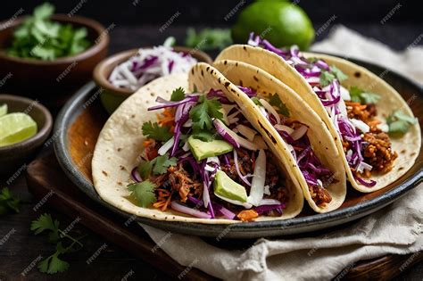 Premium Photo Tacos With Crunchy Jicama Slaw