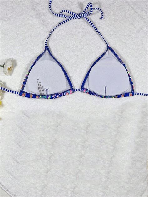 Top bikini triángulo con estampado floral Moda de Mujer SHEIN México