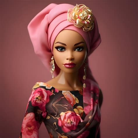 Premium AI Image Cute Blonde Barbie Wearing An India Pink Clothing Against Pink Background