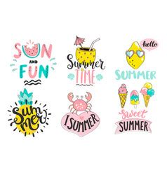 Hello summer cartoon ice cream letters cute Vector Image