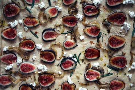 Fig Focaccia With Caramelized Onions Goat Cheese Rosemary Earthy Feast