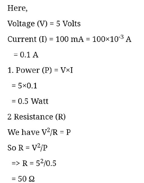 A Bulb Is Rated At 5 0 Volt 100 M A Calculate Its I Power Ii