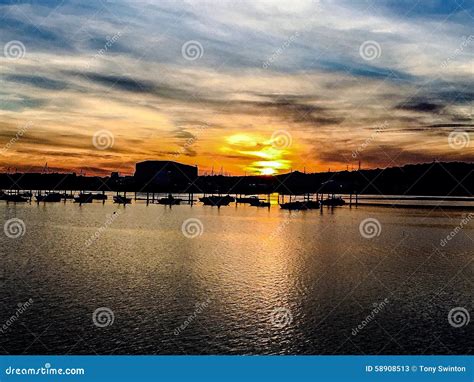 Port Solent sunset stock image. Image of sigean, sport - 58908513