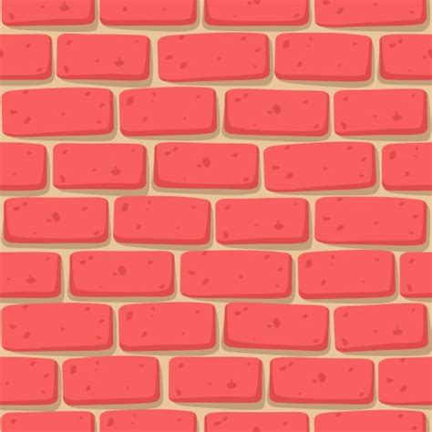 Red Brick Wall Elements Seamless Pattern Isolated Vector Image