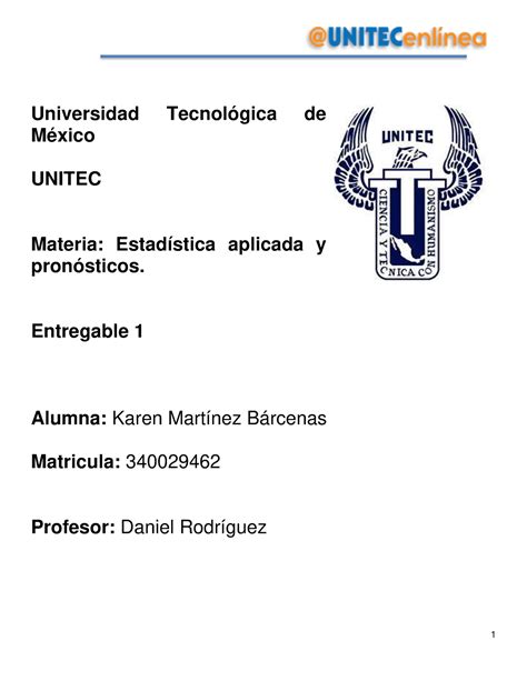 Entregable 1 estadistica aplicada Universidad Tecnológica de México