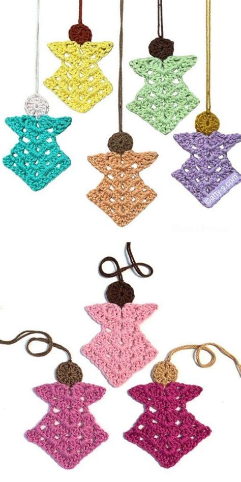 Several Crocheted Ornaments Hanging From Strings