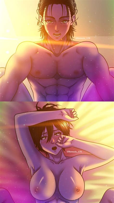 Rule 34 1boy 1girls Attack On Titan Black Hair Brown Hair Couple Eremika Eren Jaeger Eyes