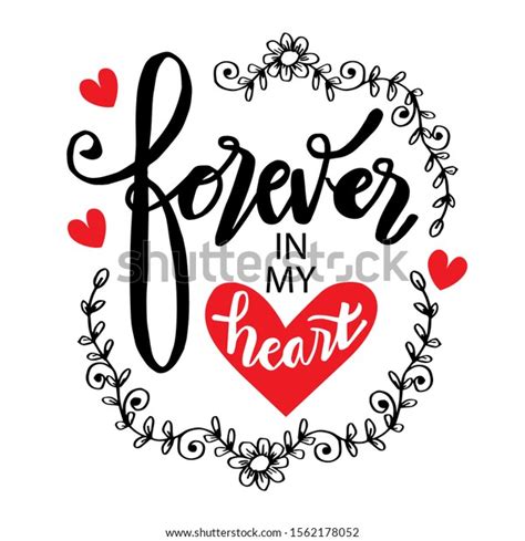 Forever My Heart Hand Lettering Calligraphy Stock Vector Royalty Free