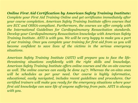 Ppt Get Online First Aid Certification By American Safety Training