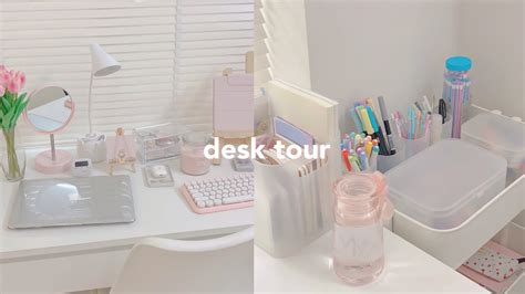 aesthetic desk setup + tour / organizing my stationeries 🍡 - YouTube