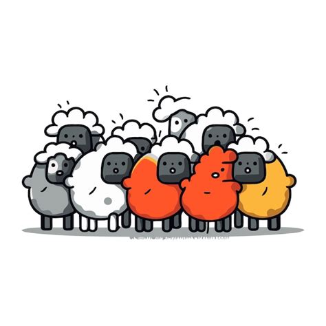 Troupeau De Moutons Illustration Vectorielle De Dessin Anim Groupe De