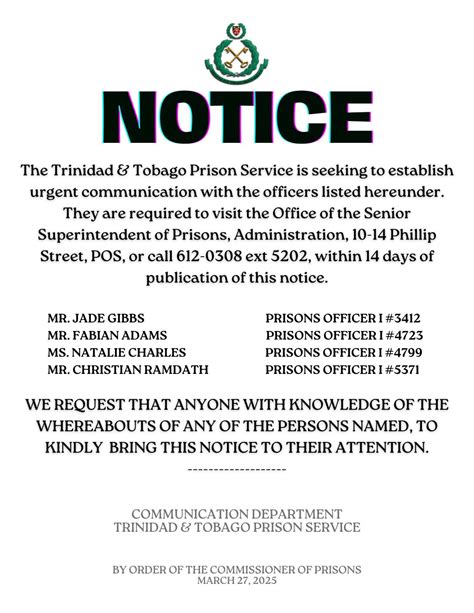 Trinidad & Tobago... - Trinidad & Tobago Prison Service