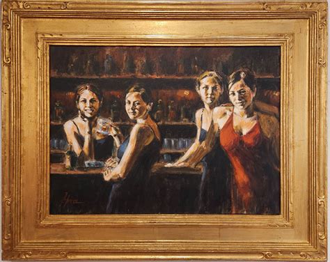 Copperas at Las Brujas II (4 Girls at Bar) Original painting by Fabian ...