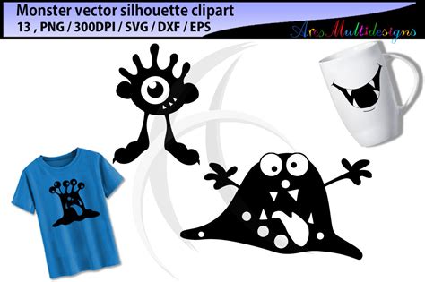 Monster Silhouette Clipart Svg Cute Monster Svg Monster Svg Vector