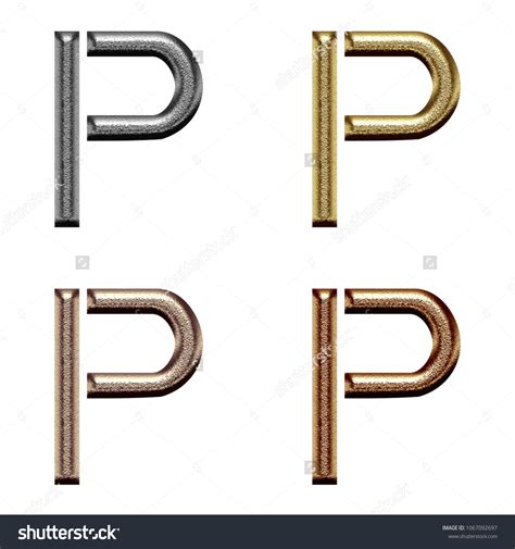 Assorted Metallic Color Chiseled Metal Letter Stock Illustration