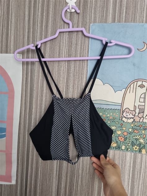 Black Striped Bikini Top Bottom Women S Fashion Swimwear Bikinis Swimsuits On Carousell