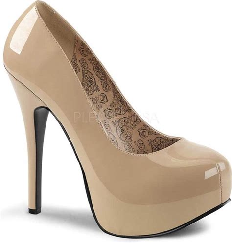 Teeze W Patent Nude Pump Met Plateau Creme EU US Pleaser Pink Label Bol