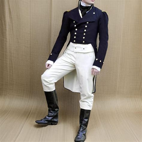 Men's Navy Blue Wool Regency 1840 & 1850 Tail Coat, Blue Regency