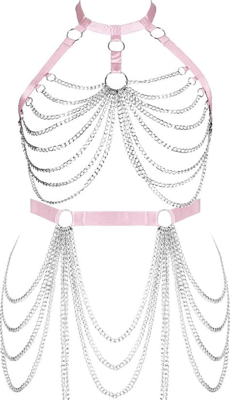 Banssgoth Plus Size Body Chain Harness Breast Chain Bra Lingerie Set Women Waist Chain Garter