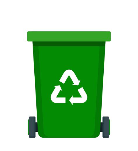 Big green recycle garbage can with recycling symbol on it. Trash bin in ...