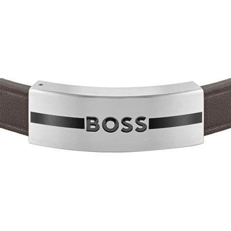 Boss Bracelet Homme Acier Et Cuir Marron 1580496S GPerduMesAiguilles