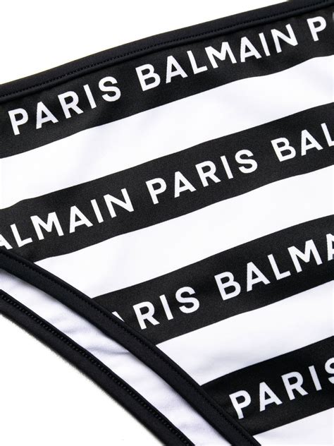 Balmain Logo Print One Shoulder Bikini Farfetch