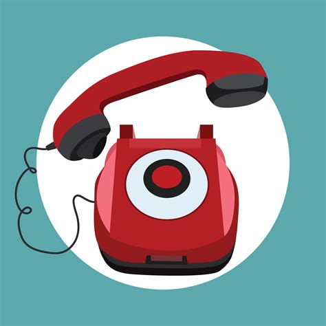 Old Red Telephone Vector Vintage Red Phone Vector Retro Telephone