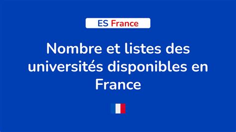 Nombre Et Listes Des Universit S Disponibles En France