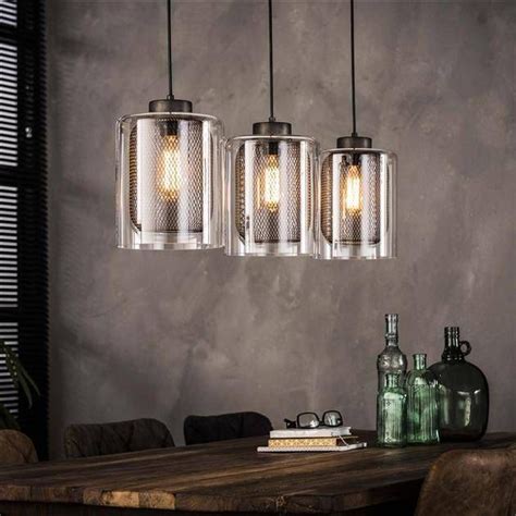 Hanglamp X Raster Glas Oud Zilver Industrieel Wonen Hanglamp