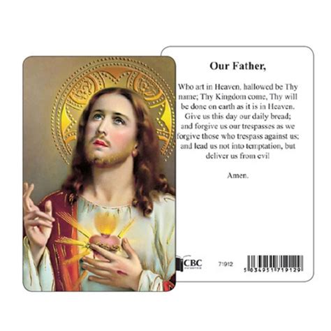 Sacred Heart Our Father Prayer Card Prayer Cards St Martin Apostolate