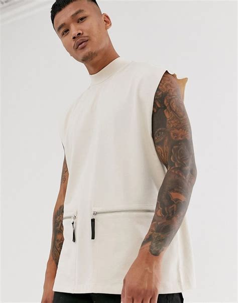 Asos Design Oversized Sleeveless T Shirt In Heavyweight Jersey With