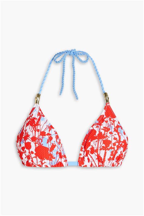 HEIDI KLEIN Floral print stretch piquè triangle bikini top THE OUTNET