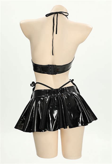 Broken Heart Gothic Lingerie Set Gothic Lingerie Outfit Black Sexy Halter And Skirt Set In Stock