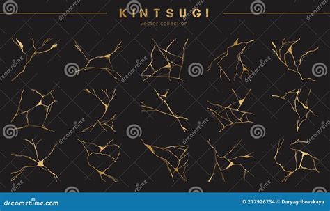 Gold Kintsugi Crack Vector Card On White Background Golden Texture