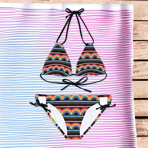 PRIDE LGBTQIA Rainbow String Bikini Make Waves With Love And Equality Etsy
