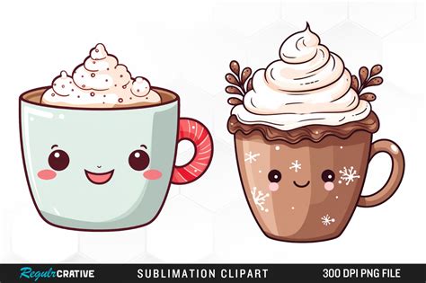 Cute Christmas Hot Cocoa Cup Clipart PNG Graphic By Regulrcrative Creative Fabrica