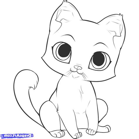 Kawaii Easy Cute Cat Coloring Pages 21 Cute Printable Cat Coloring