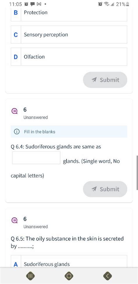 Solved 6 Unanswered Fill In The Blanks Q 6 4 Sudoriferous Chegg