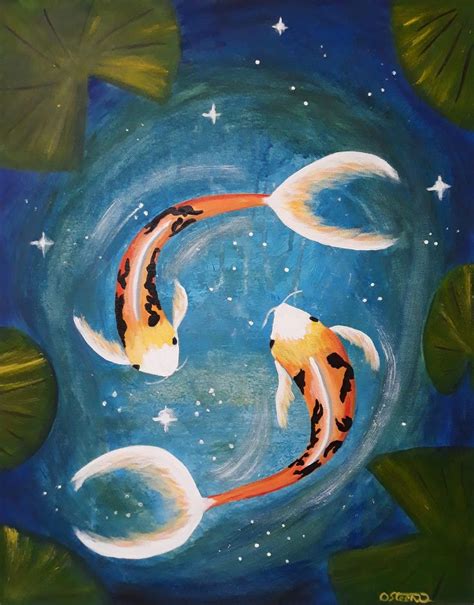 Two Koi Original Acrylic Painting Koi Fish Etsy Uk Canvas Art