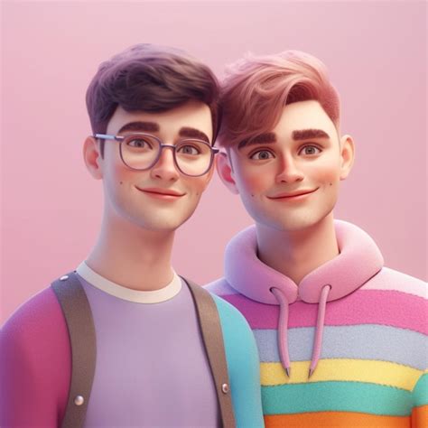 Pareja de hombres amigos orgulho pareja diversidad gay animação desenho animado d engraçado