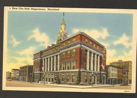 Unused Postcard New City Hall Hagerstown Maryland Md New City City