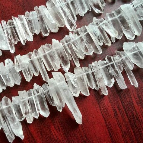 Raw Natural Rock Crystal Quartz Point Beads Inches Strand Rough