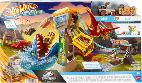 Hot Wheels Juego De Pistas Y Autos De Juguete RacerVerse Jurassic World Blue Raptor Rush Track