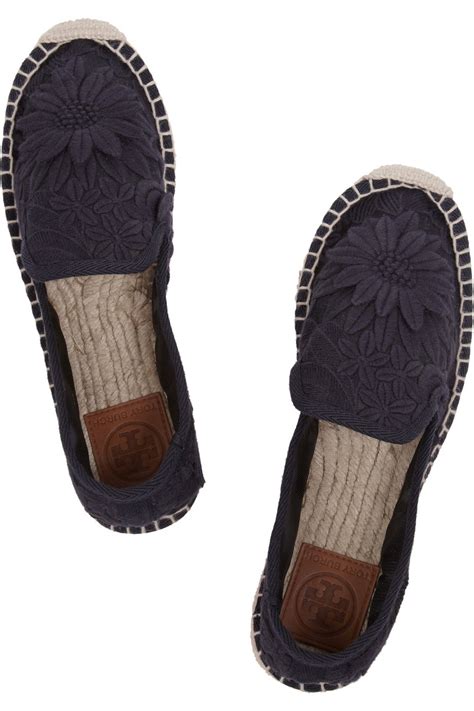 Lyst Tory Burch Darian Guipure Lace Espadrilles In Blue