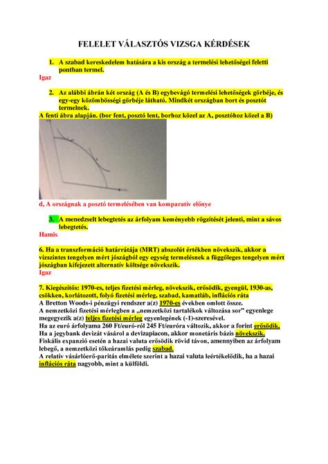 Nemzetk Zi Felelet V Laszt S Vizsga K Rd Sek A Szabad