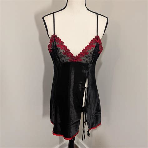 Satin Black Nightgown Slip Babydoll Lingerie Gown Depop