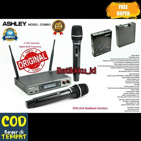 Jual Mic Wireless Ashley Combo Original Free Koper Anti Feedback Bisa