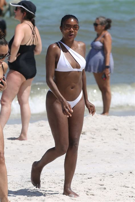 Gabrielle Union In A White Bikini At A Beach In Miami
