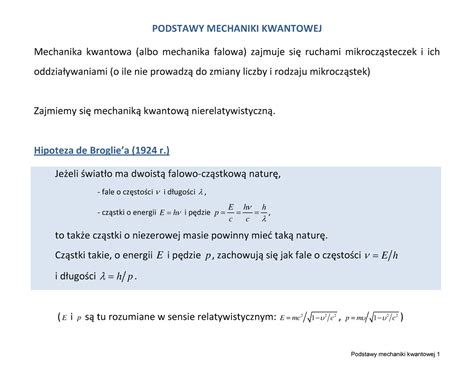 Z Podstawy Mechaniki Kwantowej Podstawy Mechaniki Kwantowej